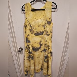 Lands Down under Women's 100% Linen Yellow Tie Dye Dress Sz M Artsy Italy Beach
